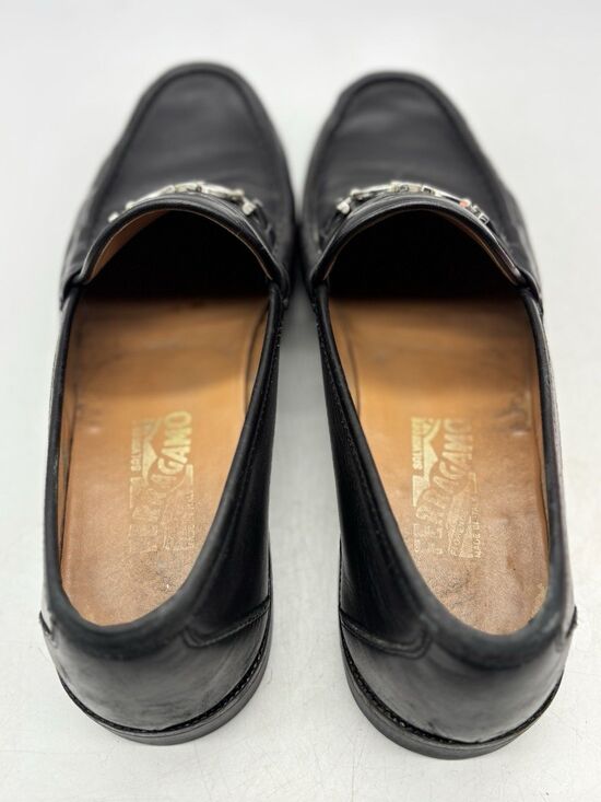 Salvatore Ferragamo Black Leather Horsebit Loafers Mens US Size 10.5 D main image 14